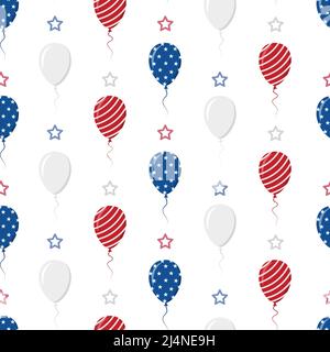 Unabhängigkeitstag der USA. Nahtloses Muster mit Luftballons. Hintergrund für den 4.. Juli. Nationaler Tag Der Freiheit. Vektordarstellung in Stock Vektor