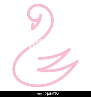 Swan kontinuierliche Linie Symbol Zeichnung. Print und minimalistisches lineares Logo-Design, rosa Vogel Silhouette einzeilig isoliert auf weißem Hintergrund. Konzept für Karte, Banner, Poster und Flyer. Vektor Stock Vektor