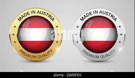 Made in Austria Grafiken und Labels Set. Einige Elemente der Auswirkung für die Verwendung, die Sie daraus machen möchten. Stock Vektor