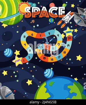 Spiel Vorlage mit Raum Thema Hintergrund Illustration Stock Vektor