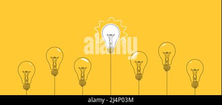 Glühbirne kreative Idee und Unterschied Konzept. Vektorgrafik Stock Vektor