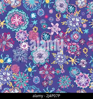 Kreative futuristische bunte Vektor Blumen nahtlose Hintergrund Stock Vektor