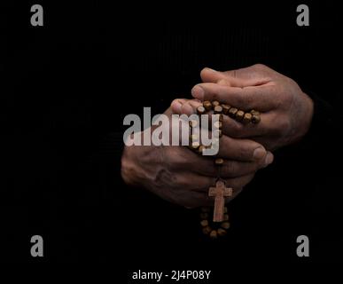 Hände zusammen beten zu Gott Stock Foto Stockfoto