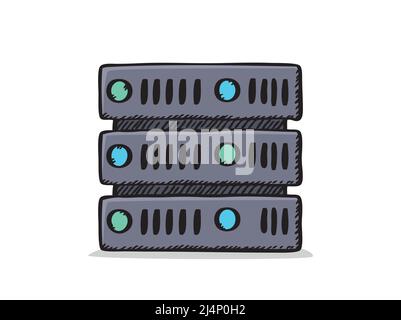 Vektordarstellung eines Serversymbols. Skizzendarstellung. Stock Vektor