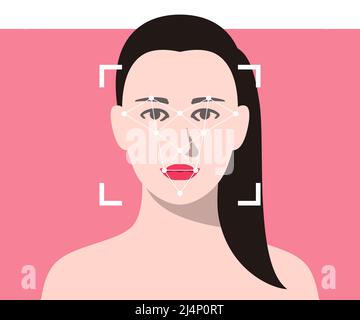 Face ID, Gesichtserkennung System Konzept Symbole, nehmen Sie ein Bild Stock Vektor