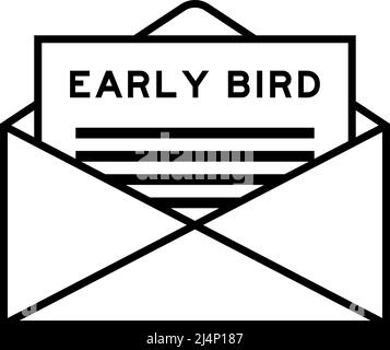 Umschlag und Briefzeichen mit Wort Early Bird als Überschrift Stock Vektor