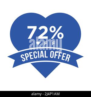 Werbebanner mit 72 % RABATT auf Sale Discount. Sonderangebot, Veranstaltung, Valentinstag-Verkauf, Feiertag-Rabatt-Tag-Vektor-Vorlage Stock Vektor