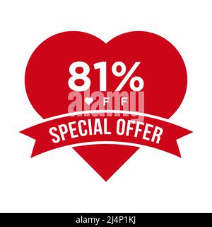 Werbebanner mit 81 % RABATT auf Sale Discount. Sonderangebot, Veranstaltung, Valentinstag-Verkauf, Feiertag-Rabatt-Tag-Vektor-Vorlage Stock Vektor