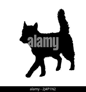 Hund Silhouette auf weißem Hintergrund isoliert. Schwarzes Symbol für Haustier-Hund. Watchdog-Symbol. Große Husky Rasse Haushund. Hundeschule. Vektorgrafik Stock Vektor