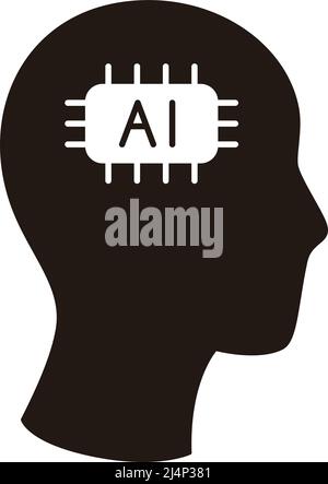 Microchip im Cyborg-Kopf, Konzept der Künstlichen Intelligenz. vektordarstellung Stock Vektor