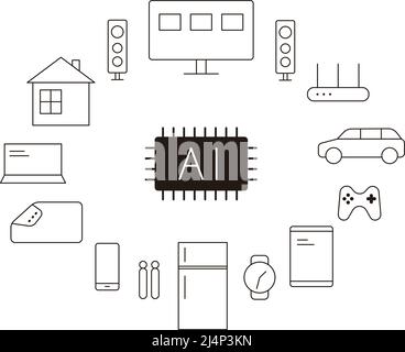 Leiterplatte, Künstliche Intelligenz IOT-Konzept, elektrisches Produkt, Smart Home Stock Vektor