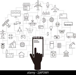 Künstliche Intelligenz verbindet die Zukunft, Vektordarstellung Stock Vektor