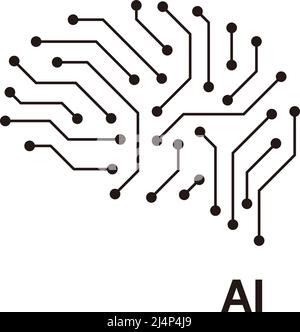 Leiterplatte im Cyborg Gehirn, Künstliche Intelligenz des digitalen Menschen. vektor-Illustration Stock Vektor