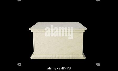 Stein Gewinner Sockel auf schwarzem Hintergrund, isoliert - Objekt 3D Abbildung Stockfoto