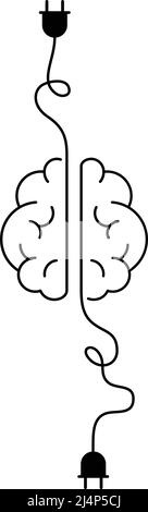 Konzept des menschlichen Gehirns und der künstlichen Intelligenz, Draufsicht Stock Vektor