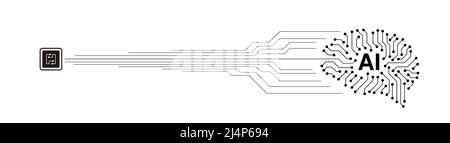 Schaltung und das Cyborg Gehirn, Künstliche Intelligenz Konzept. vektor-Illustration Stock Vektor