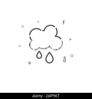 Regenwetter einfaches Vektorlinien-Symbol, Symbol, Piktogramm, Zeichen isoliert auf weißem Hintergrund. Bearbeitbare Kontur. Linienstärke anpassen. Stock Vektor