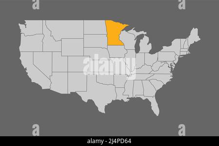 Karte der Vereinigten Staaten mit Minnesota Highlight Stock Vektor