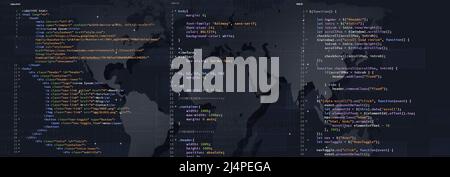 html css und javascript Programmierung Web-Sprache. Entwicklung für Website. Front-End-Web Entwicklung Hintergrund Stockfoto