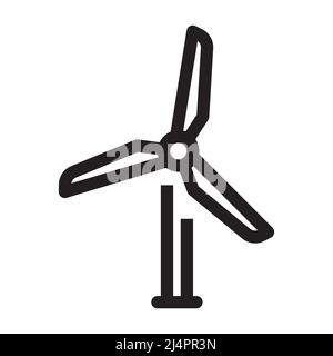 Windpark für die Produktion von Strom-Symbol in Umriss-Stil auf weißem Hintergrund Stock Vektor