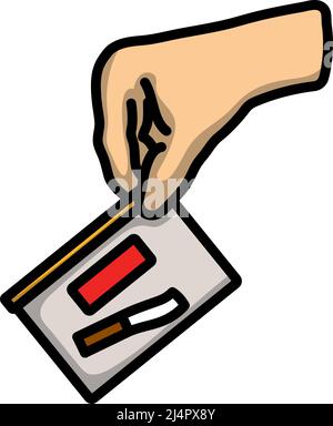 Symbol „Hand Halten: Beweisfach“. Editierbare Fett Formatigte Kontur Mit Farbfüllungsdesign. Vektorgrafik. Stock Vektor