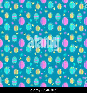 Eier ostern nahtlose Muster. Farbenfroher dekorativer Druck Stockfoto