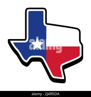 Texanische State Form Silhouette mit Texas Flagge. Symbol oder Aufkleber, Vektor-Clip-Art-Illustration. Stock Vektor