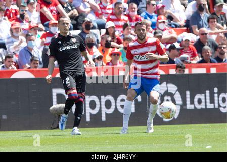 Granada, Spanien. 17. April 2022. La Liga Spanisches Fußballspiel La Liga Granada gegen Levante im Nuevo Los Carmenes Stadion, Granada 17. April 2022 900/Cordon Quelle der Presse: CORDON PRESS/Alamy Live News Stockfoto