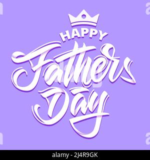 Vatertags-Karte im Lettering-Stil auf Lavendelhintergrund für Urlaubsgestaltung und -Druck. Vektorgrafik. Stock Vektor