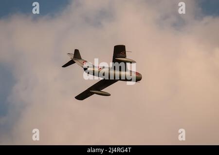 Gdynia, Polen - 22. August 2021: MIG-15-Flug auf der Aero Baltic Show in Gdynia, Polen. Stockfoto