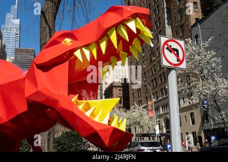 Idriss B Installation von skurrilen Tierwesen ist bis zum 2023. Februar in Murray Hill, New York City, USA, zu sehen Stockfoto