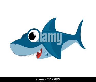 Niedliche und süße Shark Illustration mit Cartoon Style Vector Stock Vektor