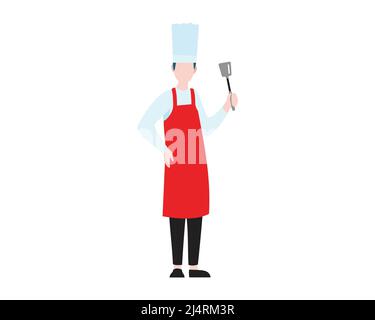 Chef hält Spatel Geste Illustration mit Cartoon Style Vector Stock Vektor