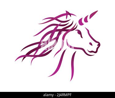 Einhorn-Illustration mit Silhouette Style Vector Stock Vektor