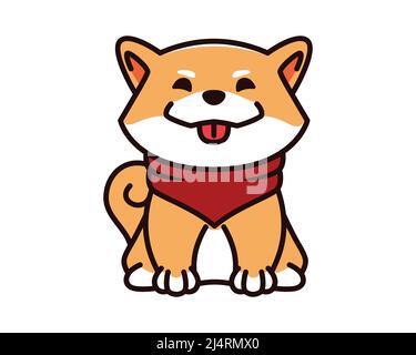 Süß und süß Shiba Inu mit lächelndem Ausdruck Illustration Vektor Stock Vektor