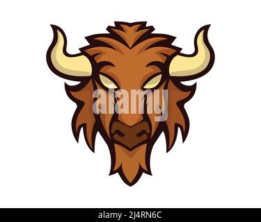 Detaillierte Bison Kopf Maskottchen und Emblem Illustration Vektor Stock Vektor