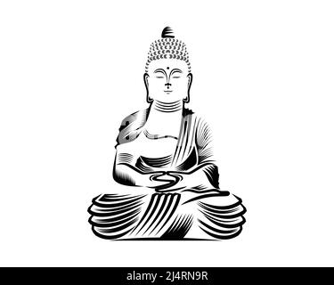 Buddha Illustration mit Silhouette Style Vector Stock Vektor