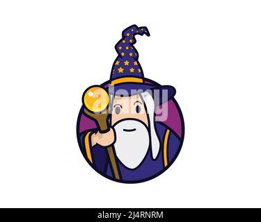 Wizard-Symbol mit Cartoon-Stil Illustration Vektor Stock Vektor