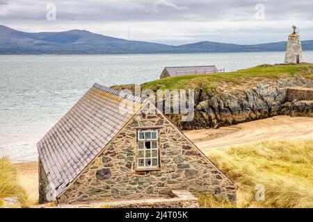 Verlassenes Cottage, Llanddwyn Island, Newborough, Anglesey, Nordwales Stockfoto