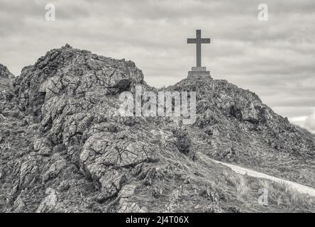 St. Dwynwen's Cross, Newborough, Anglesey, Nordwestwales Stockfoto