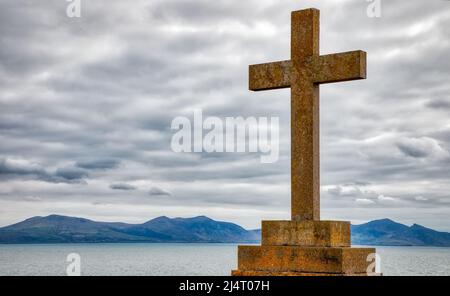 St. Dwynwen's Cross, Newborough, Anglesey, Nordwestwales Stockfoto