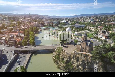 Georgische Tiflis Reise Touren Thema Luftdrohne Ansicht Stockfoto