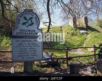 Der Coldrum Long Barrow, oder Coldrum Stones oder Adscombe Stones, ist ein neolithischer langer Barrow mit Grabkammer, in der Nähe von Trottiscliff in Kent, England Stockfoto