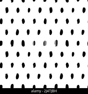 Handgezeichnetes, nahtloses Muster mit schwarzen Punkten. Stock Vektor