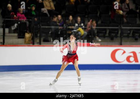 Rion SUMIYOSHI (JPN), während des Freilaufens der Frauen, bei den ISU-Junioren-Eiskunstlauf-Weltmeisterschaften 2022, in der Tondiraba Ice Hall, am 17. April 2022 in Tallinn, Estland. Quelle: Raniero Corbelletti/AFLO/Alamy Live News Stockfoto