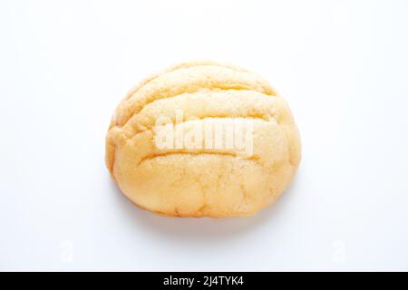 Rundes Melonenbrot isoliert auf weißem Hintergrund Stockfoto