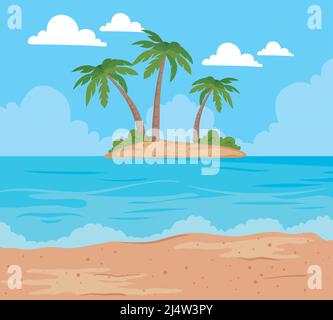 Insel in Strandszene Stock Vektor