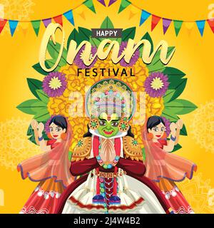 Onam Hindu Ernte Festival Poster Illustration Stock Vektor