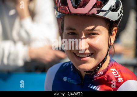 Jade WIEL FDJ Nouvelle-Aquitaine Futuroscope während des Grand Prix der Frauen in Chambery 2022, des französischen Elite-Cup-Radrennens der Frauen am 17. April 2022 in Chambéry-le-Vieux, Frankreich - Foto Florian Frison / DPPI Stockfoto
