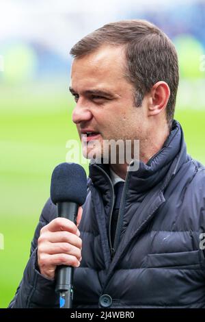 SHAUN MALONEY, Manager des Hibernian Football Clubs aus Edinburgh, während eines Interviews im Hampden Park, Glasgow, vor dem Scottish Cup Semifinale Agai Stockfoto